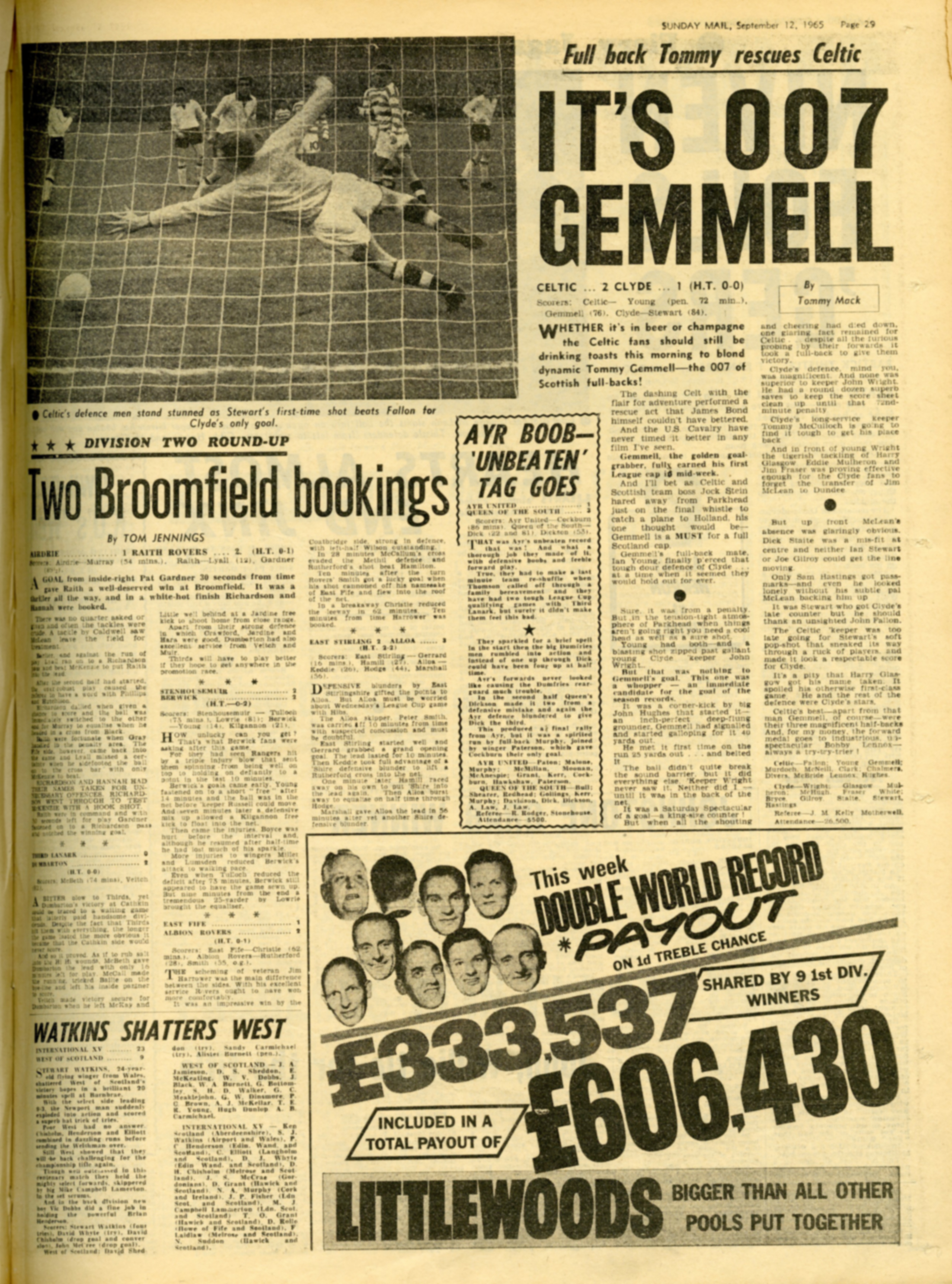 Permission of Sunday Mail 12 September 1965 
